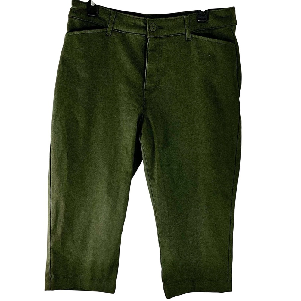 St. John's Bay Olive Green Mid-Rise Chino Crop Pants Women's Size 10 A92